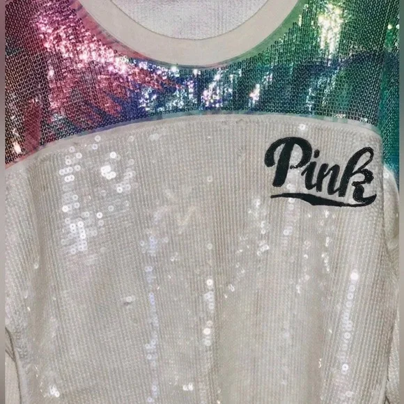 Victoria’s Secret Pink Limited Release Full Sequin Crewneck Sweater- Medium - Picture 6 of 14